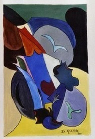 Composition abstraite évoquant par quelques éléments le bord de mer. Encadré, 33x21 cm. artwindow - Composition abstraite évoquant par quelques éléments le bord de mer. Encadré, 33x21 cm.