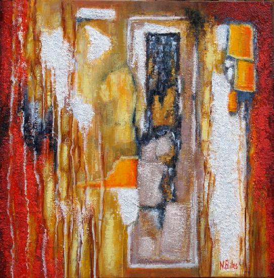 peinture abstraite au couteau;couleurs chaudes du rouge à l'ocre;collages et matieres artwindow - peinture abstraite au couteau;couleurs chaudes du rouge à l'ocre;collages et matieres