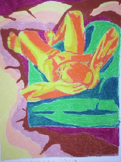 Nu croqué lors d'une séance modèle vivant, puis finalisé aux pastels gras sur canson - dim 50x70- artwindow - Nu croqué lors d'une séance modèle vivant, puis finalisé aux pastels gras sur canson - dim 50x70-